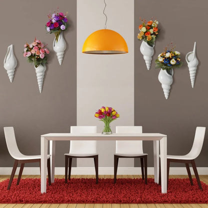 White Ceramic Wall Hanging Sea Shell Conch Flower Vase