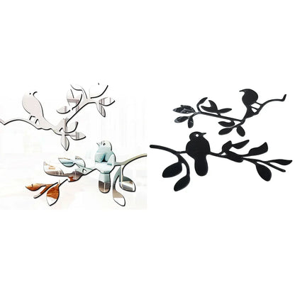 3D Mirrors Birds Branch Wall Stickers