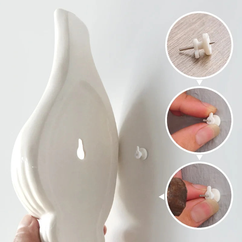 White Ceramic Wall Hanging Sea Shell Conch Flower Vase