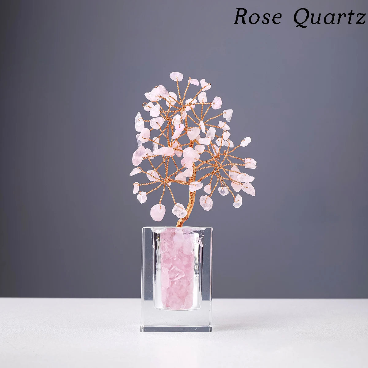 1pc Natural Crystal Amethyst Rose Quartz Crushed Stone Fortune Tree Home Office Desktop Decoration Decoration Holiday Gift