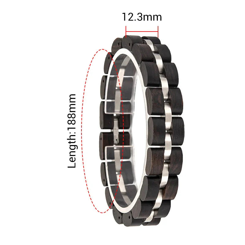 Wooden Men's Link Bracelet Fashion Stainless Steel Charm Man Bracelets