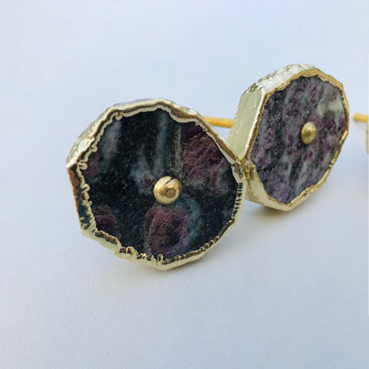 Set of 6 Lepidolite Gemstone/Agate Classic Vintage Finish Cabinet Drawer Pull Wardrobe Dresser Interior Decorative Handle-0