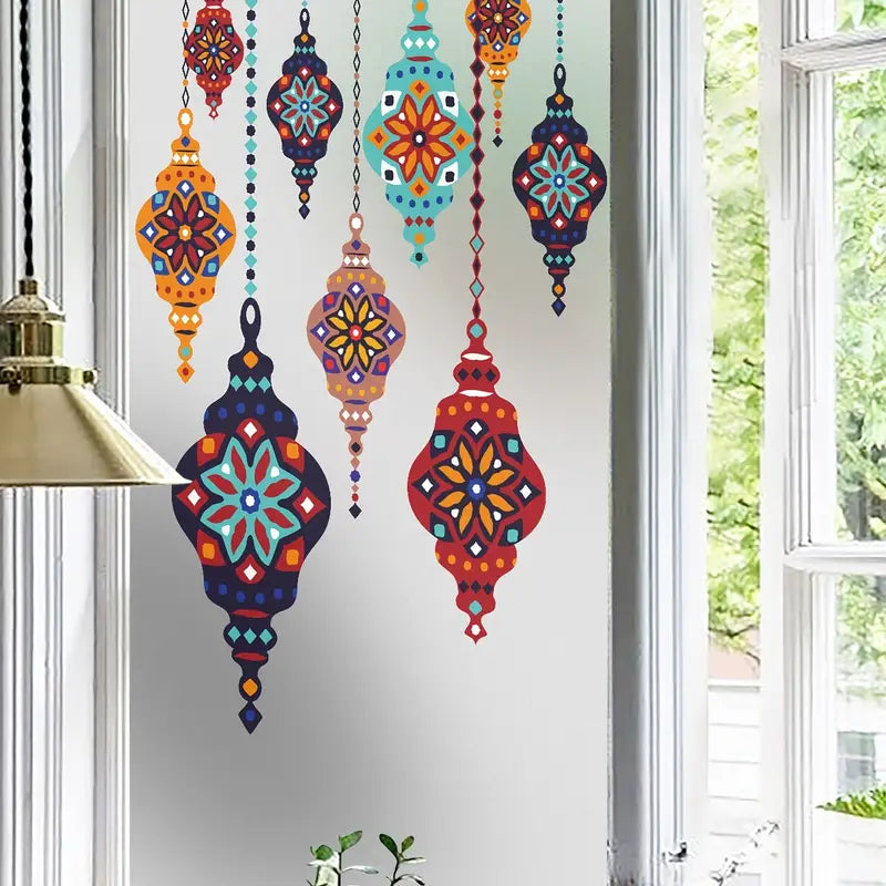 Vintage Retro Pendant Lamp with Thematic Wall Sticker