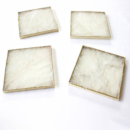 White Agate - Set of 4 Large Square Coasters | Personalised Momentos-0