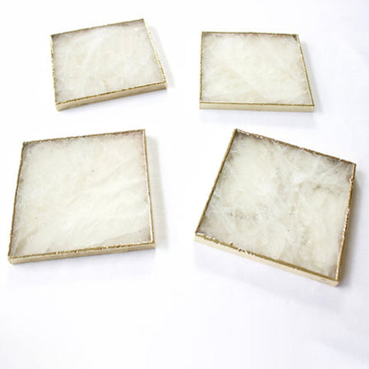 White Agate - Set of 4 Large Square Coasters | Personalised Momentos-0