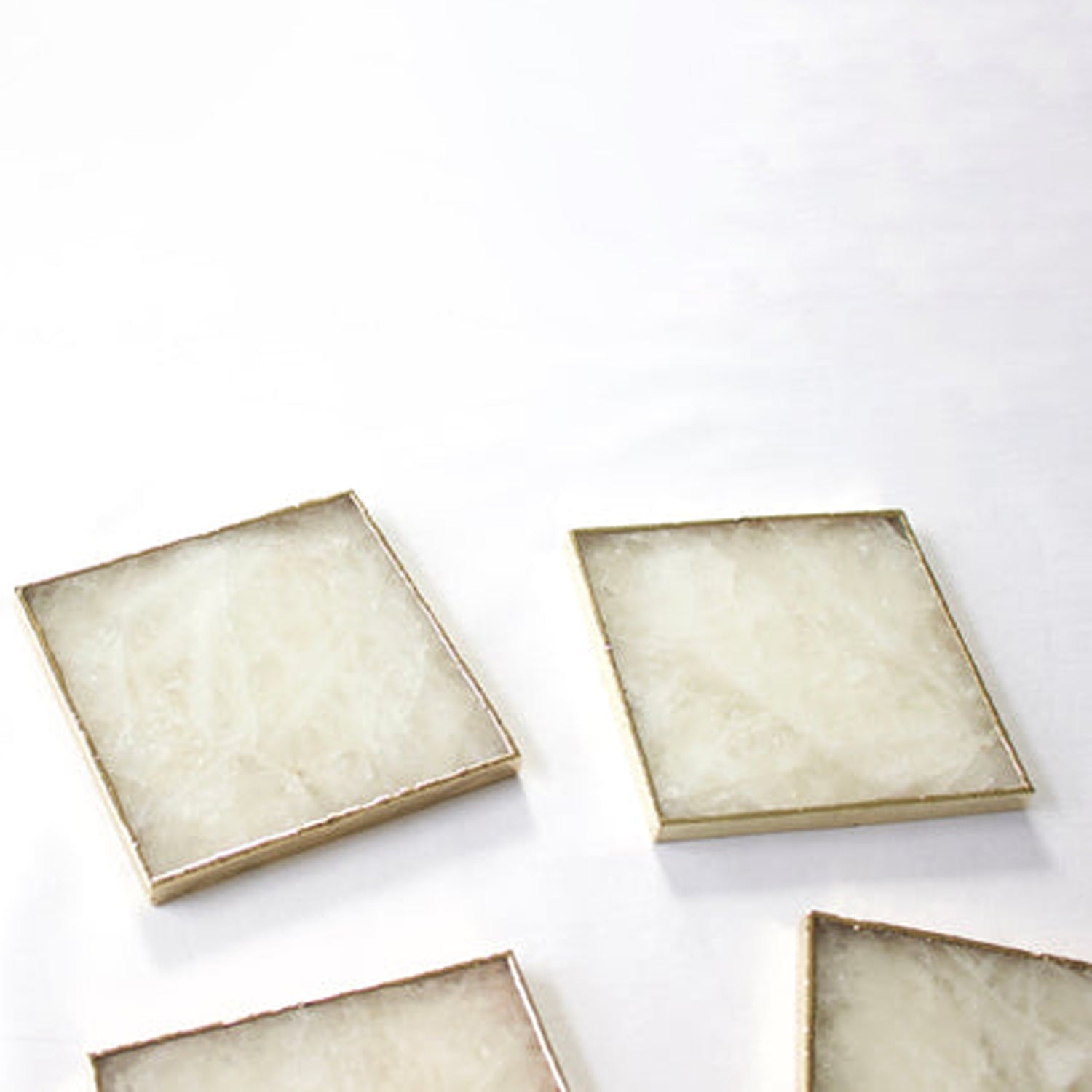 White Agate - Set of 4 Large Square Coasters | Personalised Momentos-1