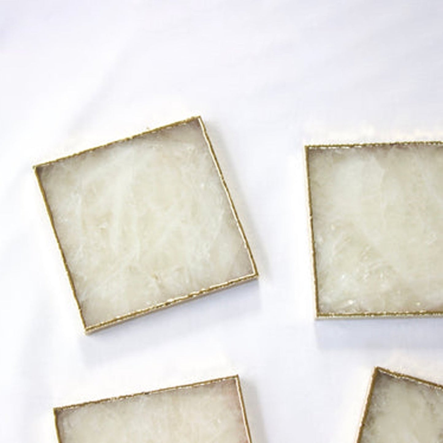 White Agate - Set of 4 Large Square Coasters | Personalised Momentos-3