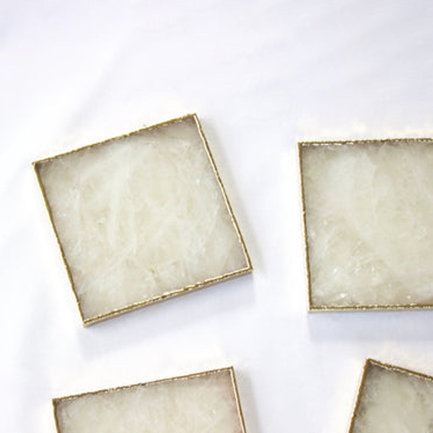 White Agate - Set of 4 Large Square Coasters | Personalised Momentos-3