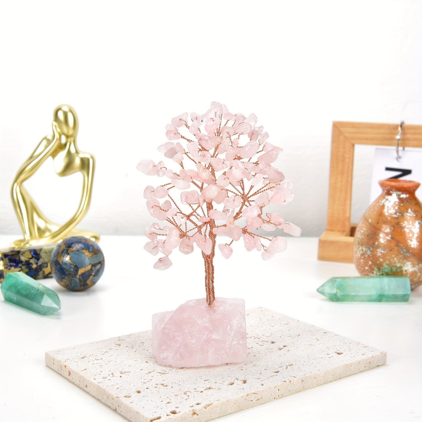 Pink Rose Quartz Crystal Tree