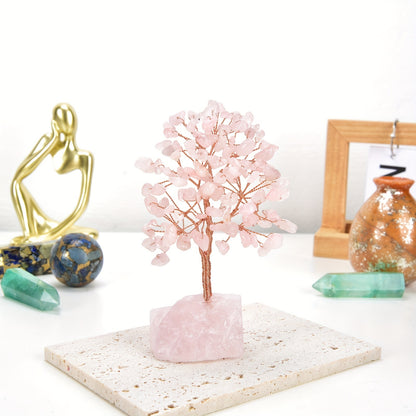 Pink Rose Quartz Crystal Tree