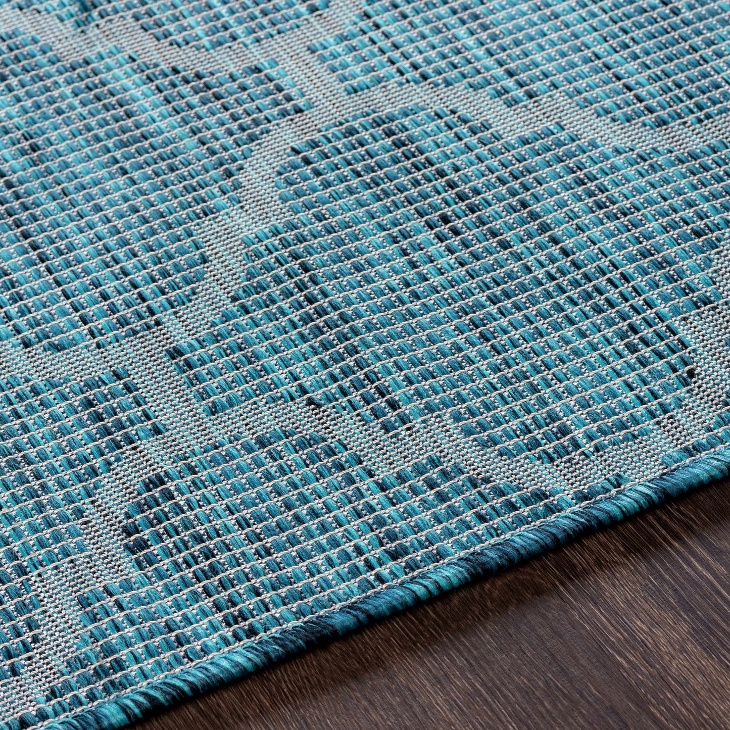 Unique Outdoor Trellis Area Rug, Teal - Clearance