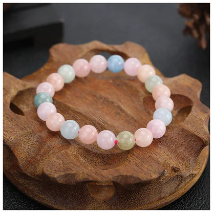 Candy Color Natural Morganite Bracelet with Crystals