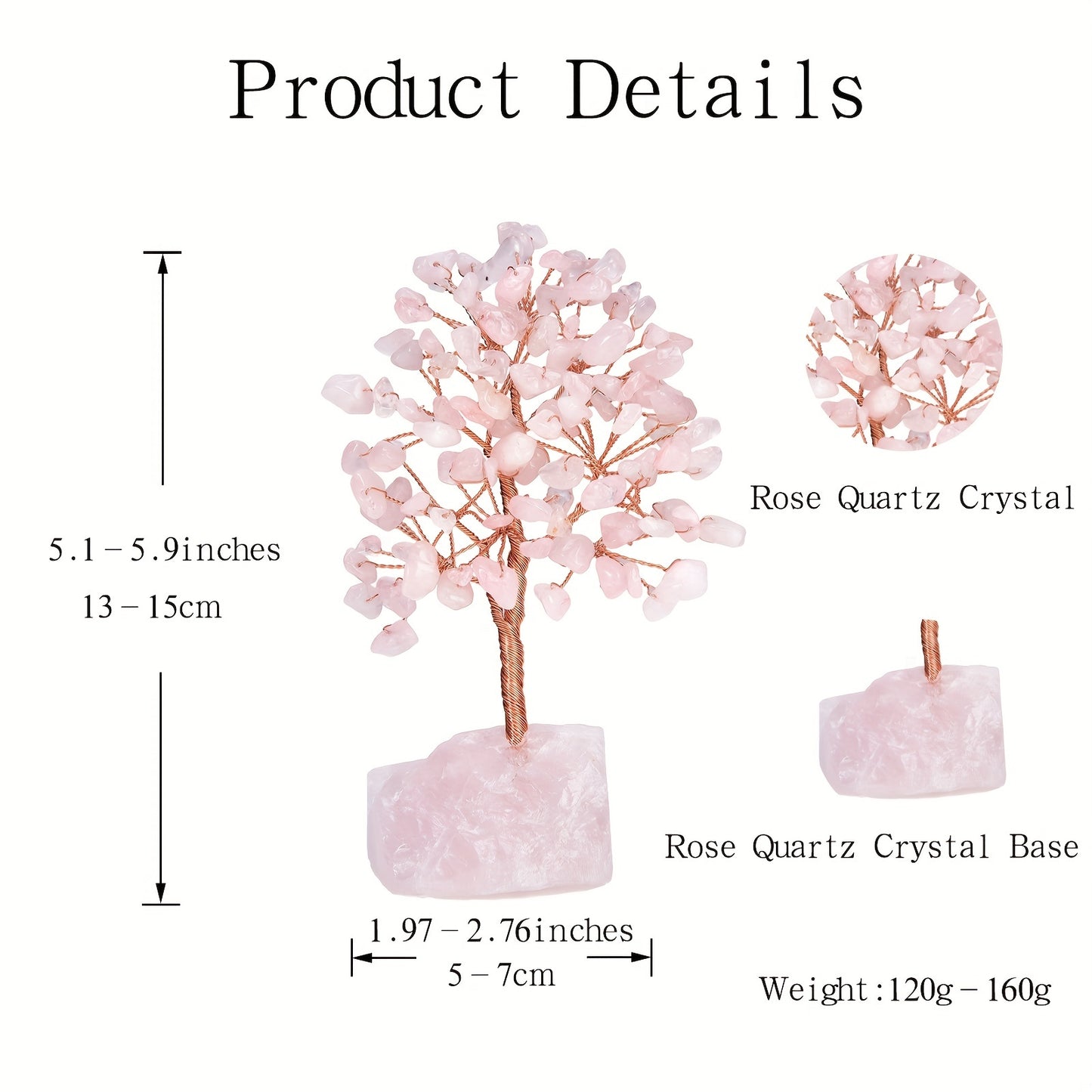 Pink Rose Quartz Crystal Tree