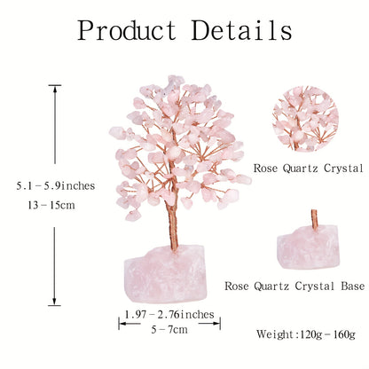 Pink Rose Quartz Crystal Tree