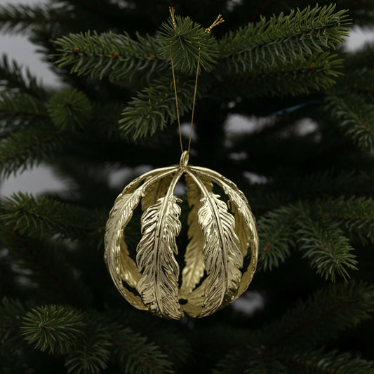 Leaf ball Christmas ornament | Metallic tree ball ornament in gold, silver and antique | set of 2 or 4-0