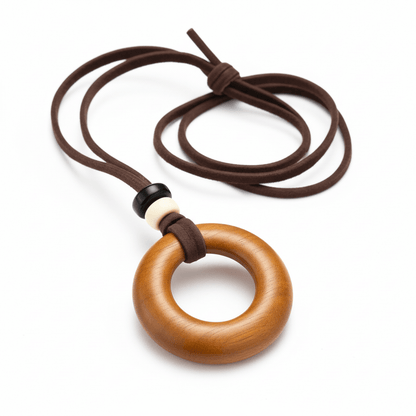 Handcrafted Natural Stone Circle Pendant Necklace Boho Minimalist Jewelry