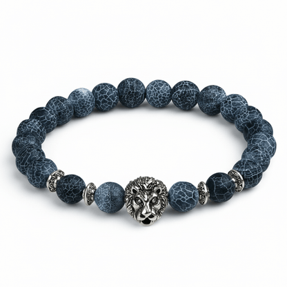 Lion Charm Bracelet with Black Agate stone Beads Bracelet Perfect for Gift