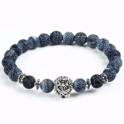 Lion Charm Bracelet with Black Agate stone Beads Bracelet Perfect for Gift