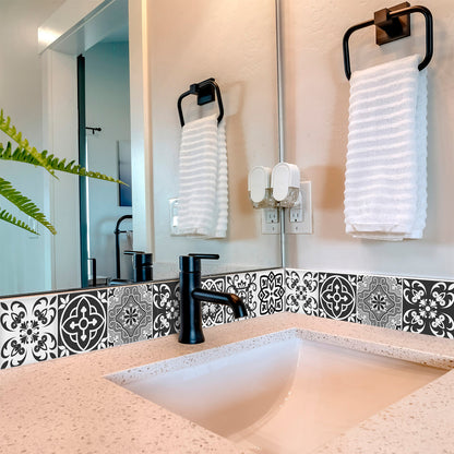 Black and White multiple patterns Tile Stickers for home renovation Model - SB15-3