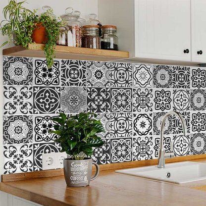 Black and White multiple patterns Tile Stickers for home renovation Model - SB15-2