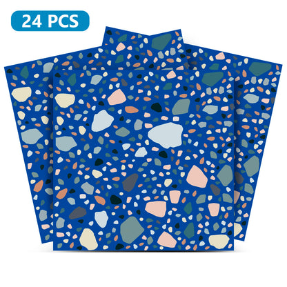 Blue Easy-to-Install Peel and stick kitchen tile stickers Terrazzo design Model - T5-0