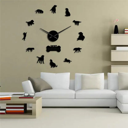 Frameless DIY Mute Wall Clock for Home Decoration